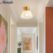 Eloria Flower Ceramic Flush Mount Ceiling Light - Ceramic and Brass Mid-Century Light for Kitchen and Hallway